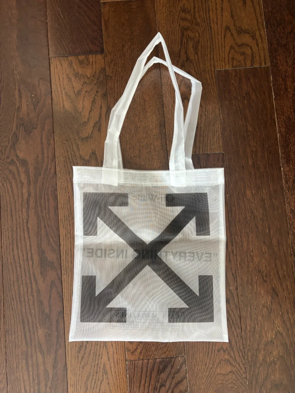 Off-White White Mesh Tote with Black Graphic Print